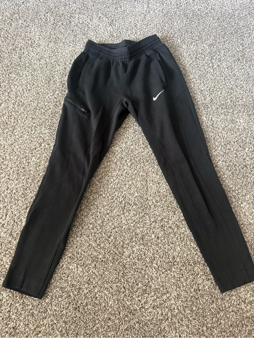 Nike Black Athletic Joggers with White Swoosh